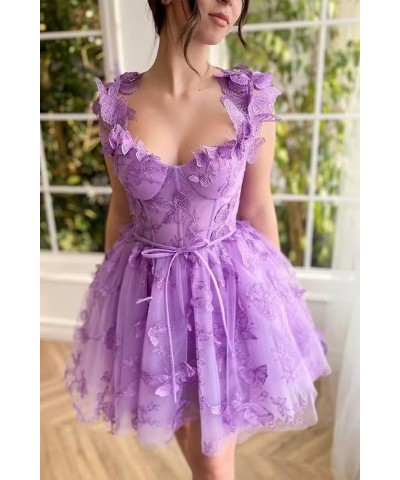 3D Flowers Homecoming Dresses for Teens Tulle Lace Appliques Sweetheart Short Prom Cocktail Dress 2023 Coral $28.67 Dresses