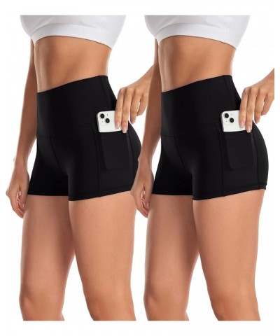 Women's 2 Pack Naked Feeling Buttery Soft Yoga Shorts - 3"/ 8" High Waist Workout Running Biker Shorts with Pockets 3" Shorts...