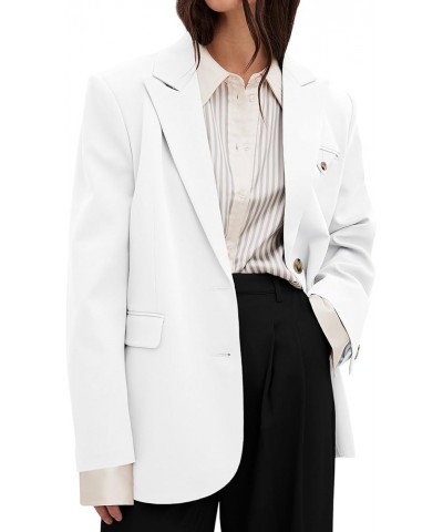 Women's Oversized Blazers Long Sleeve Lapel Button Work Office Jacket Blazer White $12.74 Blazers