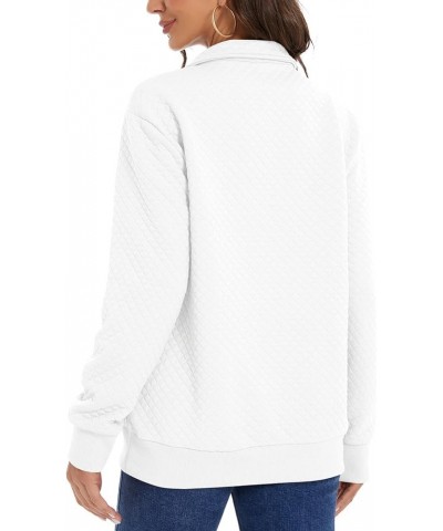 Women's Winter Zipper Sweatshirts Lightweight Quilted Long Sleeve Pullover Sweaters Casual Tops With Pockets Zip-white $15.04...