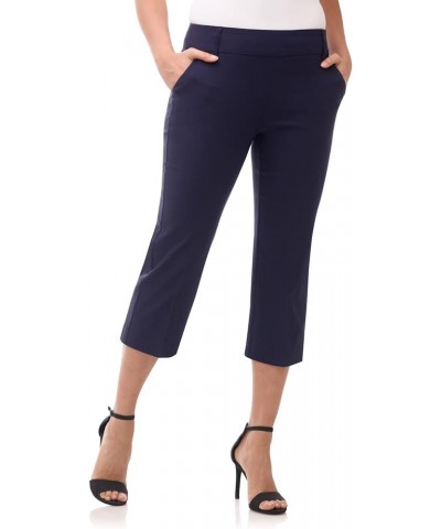 Women's EcoCosy Comfort Classic Chic Cropped Capri Pant Navy $26.54 Pants