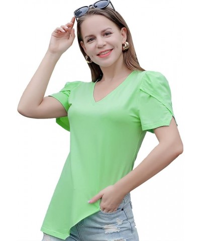 Casual V-Neck T-Shirts for Women, Short Sleeve Ladies Basic Tshirt, Soft Cotton Tee Summer Tops Tunic Under Shirt 15green $11...