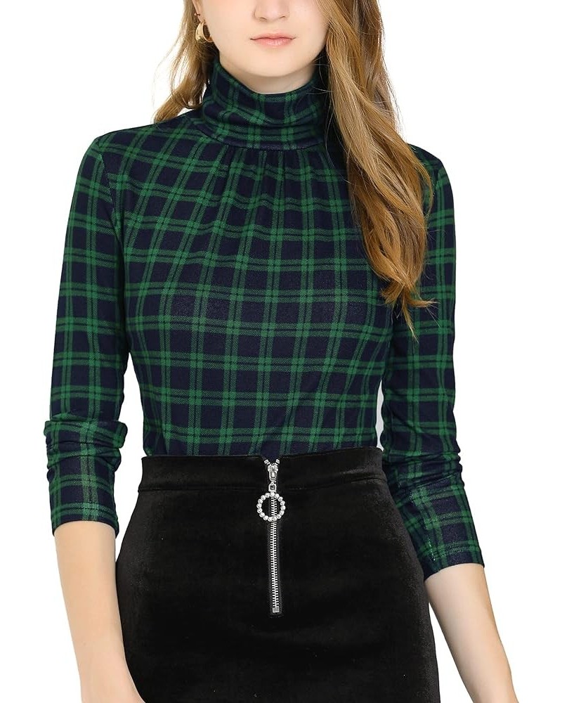 Women's Long Sleeve Turtleneck Tops Stretch Slim Christmas Xmas Party Shirt Green $14.26 Blouses