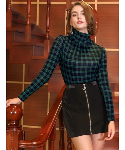 Women's Long Sleeve Turtleneck Tops Stretch Slim Christmas Xmas Party Shirt Green $14.26 Blouses