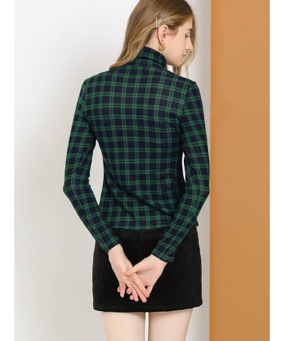 Women's Long Sleeve Turtleneck Tops Stretch Slim Christmas Xmas Party Shirt Green $14.26 Blouses