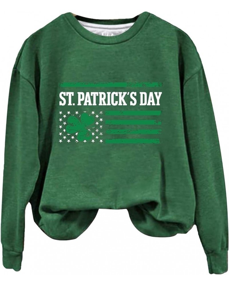 St Patricks Day Shirts for Women Graphic Long Sleeve Tops Casual Irish Shamrock Green Crewneck Sweatshirts Trendy Outfits Z07...