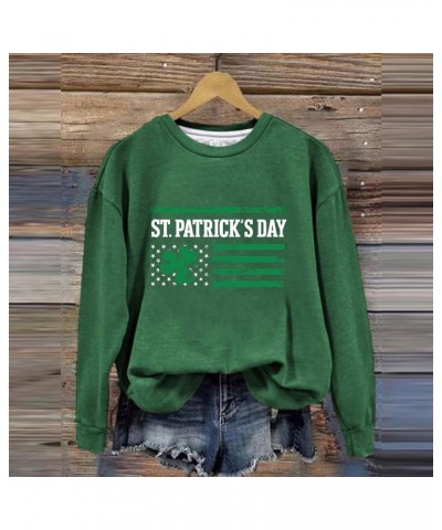 St Patricks Day Shirts for Women Graphic Long Sleeve Tops Casual Irish Shamrock Green Crewneck Sweatshirts Trendy Outfits Z07...