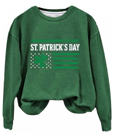 St Patricks Day Shirts for Women Graphic Long Sleeve Tops Casual Irish Shamrock Green Crewneck Sweatshirts Trendy Outfits Z07...