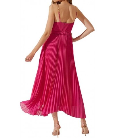 Women One Shoulder Midi Dress Y2K Pleated Bodycon Long Dresses Asymmetrical Ruffle Cocktail Evening Party Dress Pleat Rose Re...