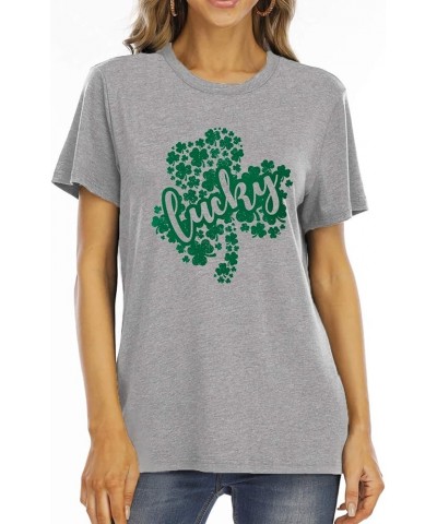 St Patricks Day Shirt Women Shamrock Lucky T-Shirts Cute Irish Lucky Shirts Short Sleeve Lucky St Patricks Day Shirt Gray 2 $...