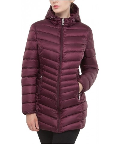 Women's Lightweight Packable Puffer Jacket Water-Resistant Hooded Winter Long Coat Maroon $28.79 Jackets