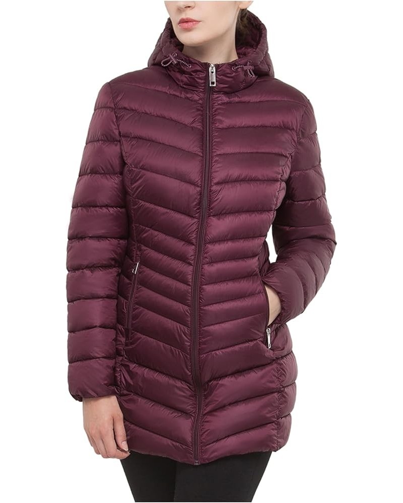 Women's Lightweight Packable Puffer Jacket Water-Resistant Hooded Winter Long Coat Maroon $28.79 Jackets