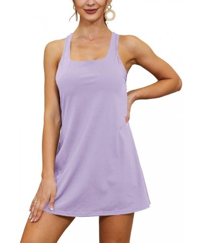 Womens 2-in-1 Exercise Dresses with Built-in Shorts Workout Athletic Active Golf Tennis Dress with Pockets Purple $22.79 Acti...