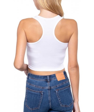 Women Sleeveless Racerback Camisole Tank Crop Top Premium Cotton Basic Shirts 001-mocha-1 $10.89 Tanks