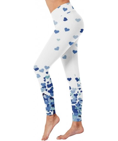 Womens Valentine's Day Leggings Plus Size Women's Heart Print Leggings Tights Tummy Control Love Graphic Yoga Pants C1 Blue $...