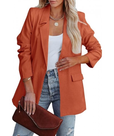 Women's Casual Blazers Long Sleeve Open Front Button Work Office Blazer Jackets with Pockets Orange $20.09 Blazers