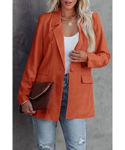 Women's Casual Blazers Long Sleeve Open Front Button Work Office Blazer Jackets with Pockets Orange $20.09 Blazers