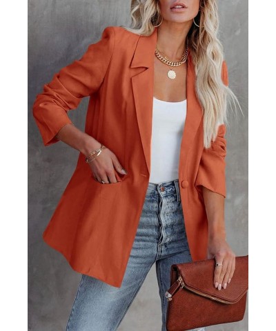 Women's Casual Blazers Long Sleeve Open Front Button Work Office Blazer Jackets with Pockets Orange $20.09 Blazers