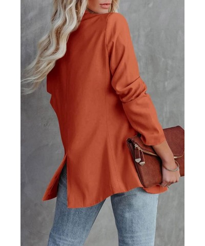 Women's Casual Blazers Long Sleeve Open Front Button Work Office Blazer Jackets with Pockets Orange $20.09 Blazers