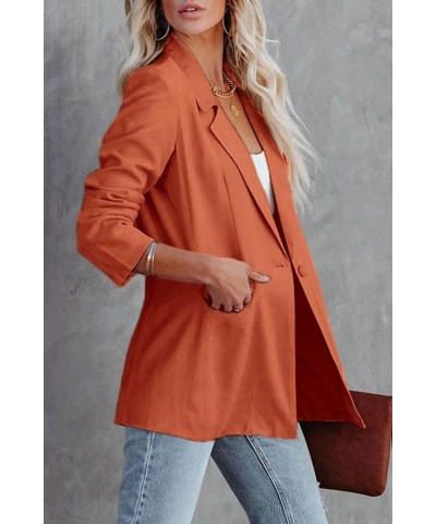 Women's Casual Blazers Long Sleeve Open Front Button Work Office Blazer Jackets with Pockets Orange $20.09 Blazers