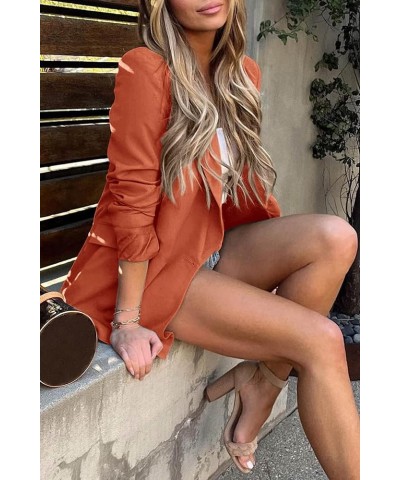 Women's Casual Blazers Long Sleeve Open Front Button Work Office Blazer Jackets with Pockets Orange $20.09 Blazers