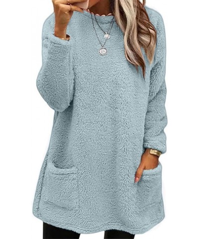 Sweatshirt for Womens Fashion Winter Warm Sweater Pullover Fleece Thickening Plus Size Fall Clothes Casual Loose Tops 03sky B...