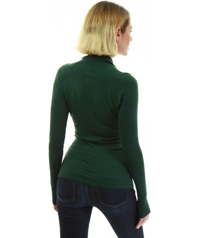 Women V Neck Empire Waist Long Sleeve Knit Top Sweater Dark Green $22.45 Sweaters