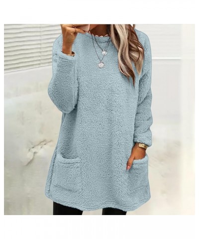 Sweatshirt for Womens Fashion Winter Warm Sweater Pullover Fleece Thickening Plus Size Fall Clothes Casual Loose Tops 03sky B...