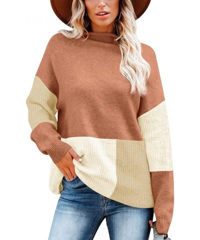 Women's Long Sleeve Color Block Fleece Jacket with Pocket Camel $11.76 Jackets