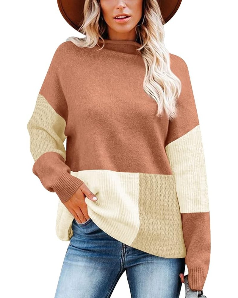 Women's Long Sleeve Color Block Fleece Jacket with Pocket Camel $11.76 Jackets