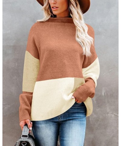 Women's Long Sleeve Color Block Fleece Jacket with Pocket Camel $11.76 Jackets