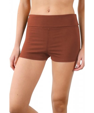 Women’s Fold Over Waist Stretch Cotton Active Yoga Shorts Hazel $9.50 Shorts