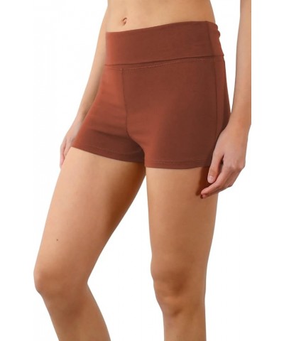 Women’s Fold Over Waist Stretch Cotton Active Yoga Shorts Hazel $9.50 Shorts