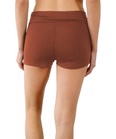 Women’s Fold Over Waist Stretch Cotton Active Yoga Shorts Hazel $9.50 Shorts