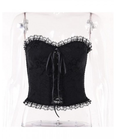 Womens Gothic Crop Top Goth Grunge Lace Tank Tops Punk Y2k Cami Alt Shirts Streetwear Casual Camisole Black 6 $13.80 Tanks