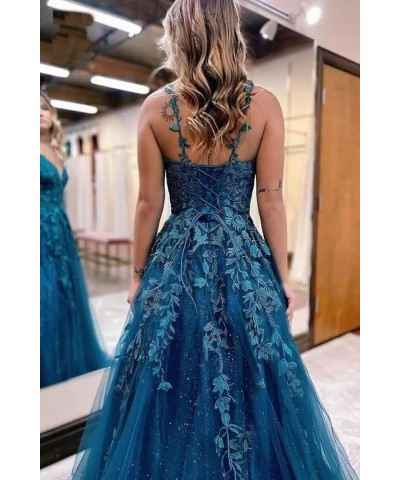 V Neck Mermaid Prom Dresses with Slit Long Sequin Lace Formal Evening Dreses YMS23 Grey $37.62 Dresses