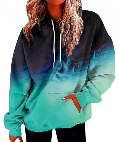 Women's Tie Dye Hoodies Pockets Gradient Sweatshirt Pullover Hooded Blouse Casual Long Sleeve Sweaters Plus Size Z3-green $3....