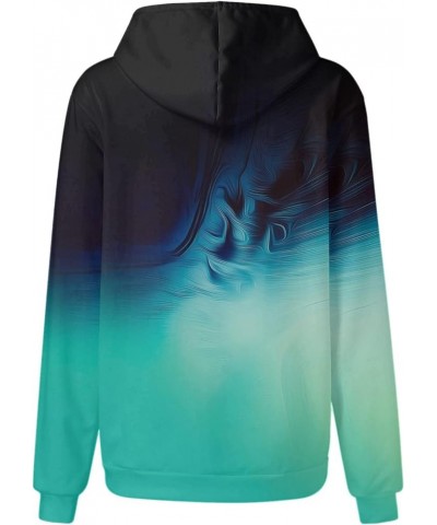 Women's Tie Dye Hoodies Pockets Gradient Sweatshirt Pullover Hooded Blouse Casual Long Sleeve Sweaters Plus Size Z3-green $3....