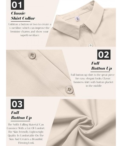 Womens Button Down Shirts with Pockets Long Sleeve Office V Neck Casual Business Blouses Tops Slim Fit Dress Shirt Light Khak...