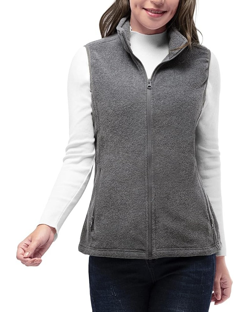 Women's Fleece Vest, Lightweight Warm Polar Soft Vests Outerwear with Zip Up Pockets, Sleeveless Jacket for Winter Dark Grey ...