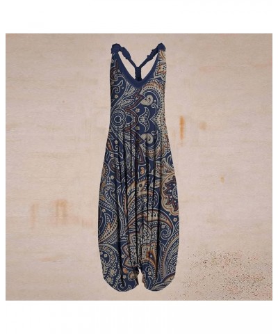 Women Boho Print Vintage Casual Summer Fall Racerback Sleeveless Spaghetti Straps Long Harem Pants Jumpsuit Rompers Overall *...