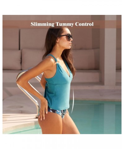 Tankini Swimsuits for Women, Two Piece Tummy Control Womens Tankini Bathing Suits, Push-Up Tankini Set Sea $17.50 Swimsuits