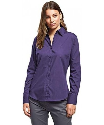 Womens/Ladies Poplin Long Sleeve Blouse/Plain Work Shirt Emerald $13.20 Blouses