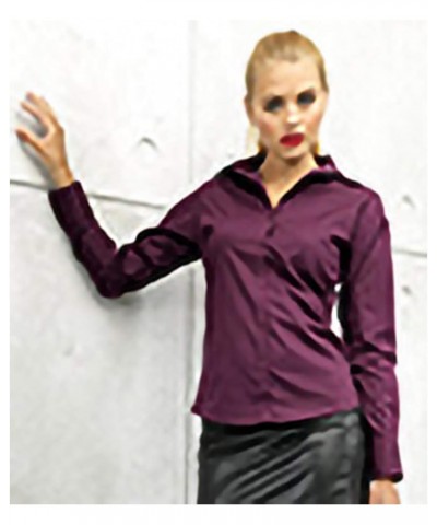 Womens/Ladies Poplin Long Sleeve Blouse/Plain Work Shirt Emerald $13.20 Blouses