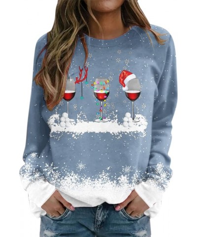 Christmas Sweatshirts for Women Christmas Tree Graphic Pullover Sweatshirt Cute Crewneck Christmas Gnome Shirts Tops W-blue $...