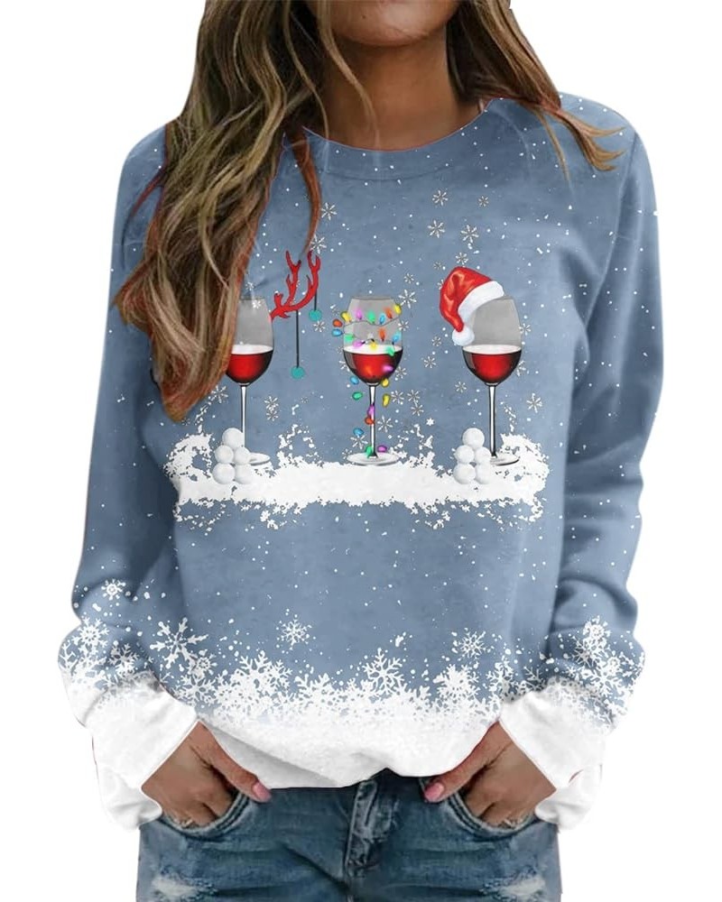 Christmas Sweatshirts for Women Christmas Tree Graphic Pullover Sweatshirt Cute Crewneck Christmas Gnome Shirts Tops W-blue $...