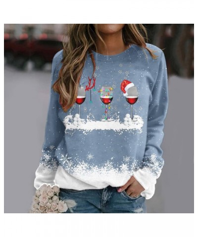 Christmas Sweatshirts for Women Christmas Tree Graphic Pullover Sweatshirt Cute Crewneck Christmas Gnome Shirts Tops W-blue $...