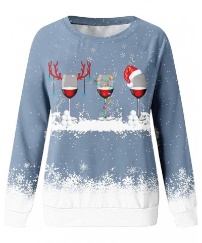 Christmas Sweatshirts for Women Christmas Tree Graphic Pullover Sweatshirt Cute Crewneck Christmas Gnome Shirts Tops W-blue $...