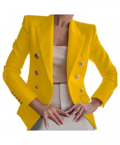 Women's Casual Blazer Lightweight Business Jacket Open Front Trendy Outwear Long Sleeve Lapel Button Coats 2024 Yellow $6.55 ...