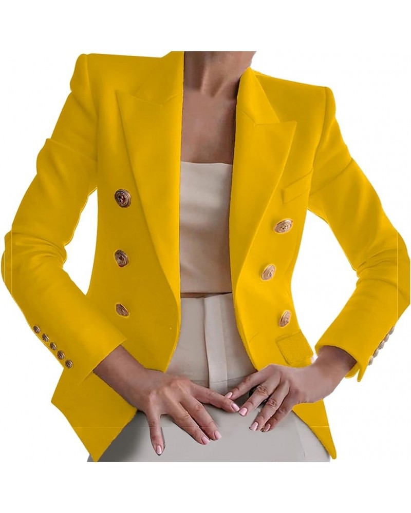 Women's Casual Blazer Lightweight Business Jacket Open Front Trendy Outwear Long Sleeve Lapel Button Coats 2024 Yellow $6.55 ...